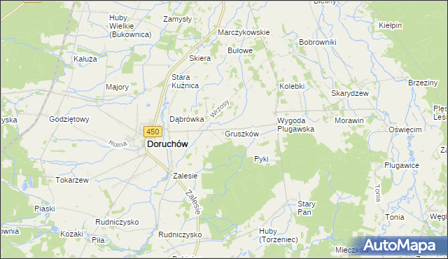 mapa Gruszków gmina Doruchów, Gruszków gmina Doruchów na mapie Targeo