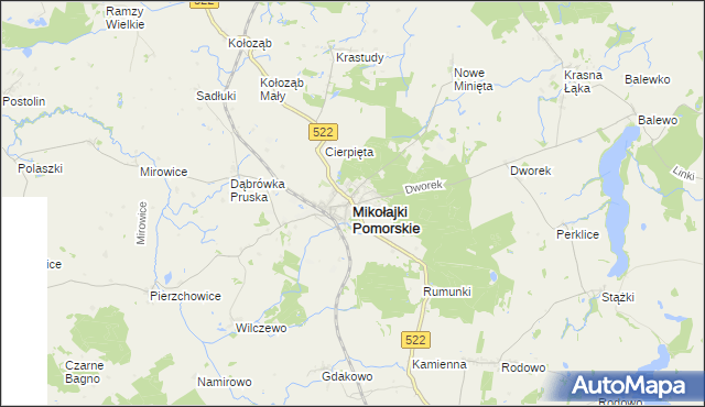 mapa Mikołajki Pomorskie, Mikołajki Pomorskie na mapie Targeo