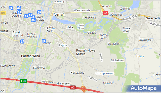 mapa Nowe Miasto gmina Poznań, Nowe Miasto gmina Poznań na mapie Targeo