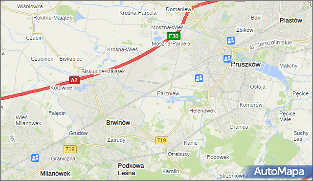 mapa Parzniew, Parzniew na mapie Targeo