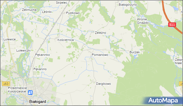 mapa Pomianowo gmina Białogard, Pomianowo gmina Białogard na mapie Targeo