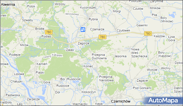 mapa Przeginia Duchowna, Przeginia Duchowna na mapie Targeo