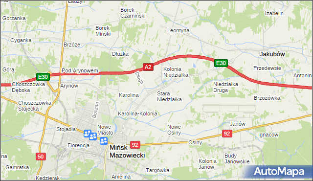 mapa Stara Niedziałka, Stara Niedziałka na mapie Targeo