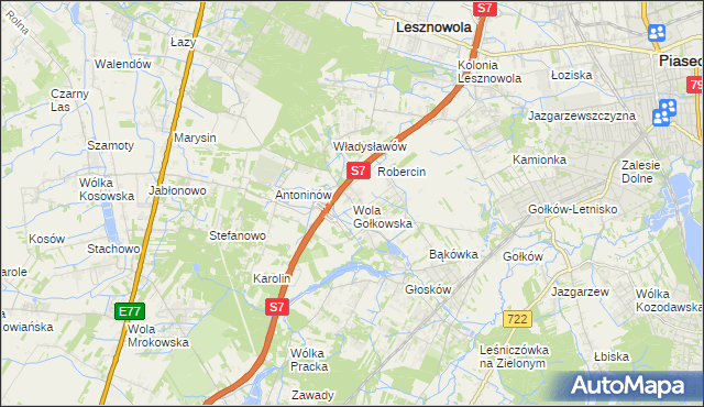 mapa Wola Gołkowska, Wola Gołkowska na mapie Targeo