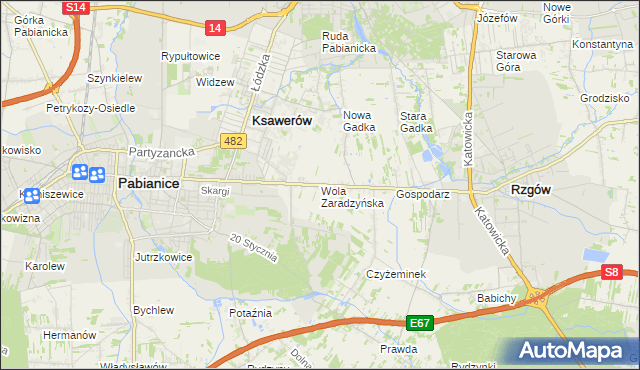 mapa Wola Zaradzyńska, Wola Zaradzyńska na mapie Targeo