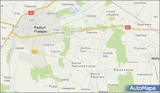 mapa Zbulitów Duży, Zbulitów Duży na mapie Targeo