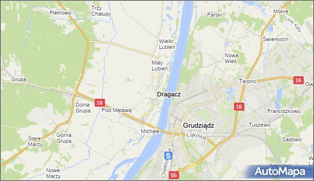 mapa Dragacz, Dragacz na mapie Targeo