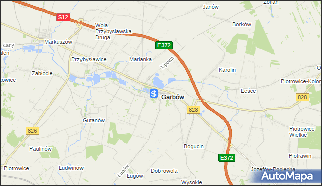 mapa Garbów powiat lubelski, Garbów powiat lubelski na mapie Targeo