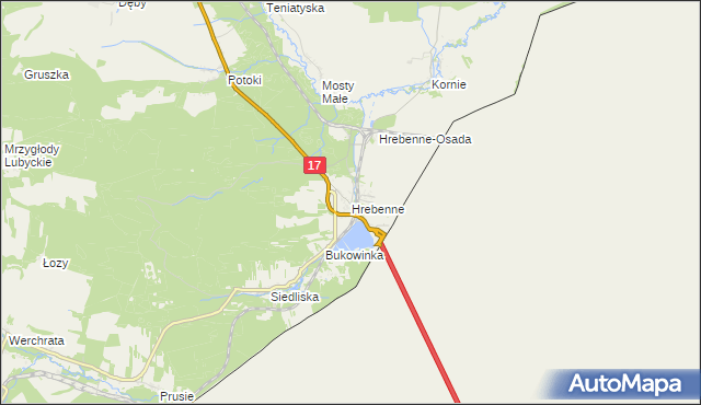 mapa Hrebenne gmina Lubycza Królewska, Hrebenne gmina Lubycza Królewska na mapie Targeo