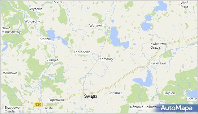 mapa Komalwy, Komalwy na mapie Targeo