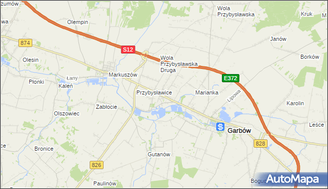 mapa Zagrody gmina Garbów, Zagrody gmina Garbów na mapie Targeo