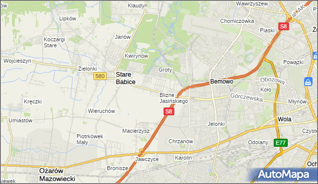 mapa Blizne Jasińskiego, Blizne Jasińskiego na mapie Targeo