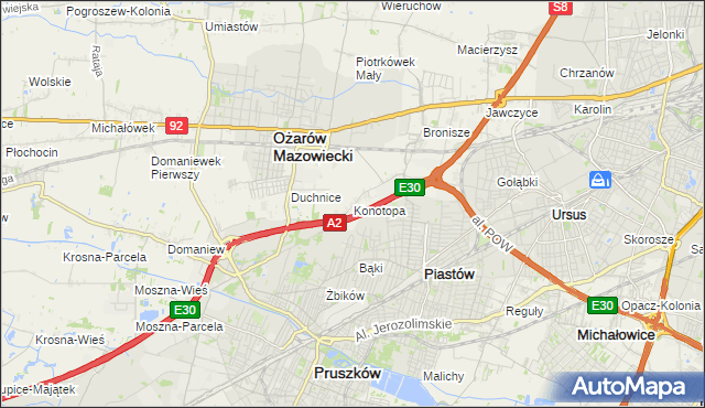 mapa Konotopa gmina Ożarów Mazowiecki, Konotopa gmina Ożarów Mazowiecki na mapie Targeo