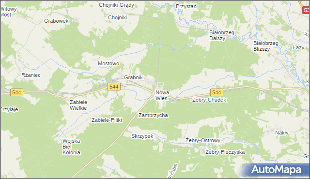 mapa Nowa Wieś gmina Olszewo-Borki, Nowa Wieś gmina Olszewo-Borki na mapie Targeo