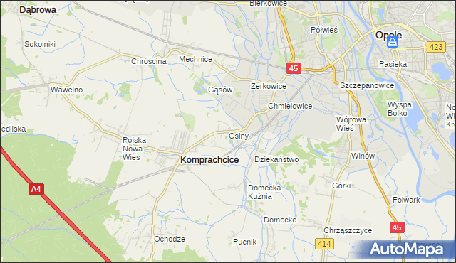 mapa Osiny gmina Komprachcice, Osiny gmina Komprachcice na mapie Targeo