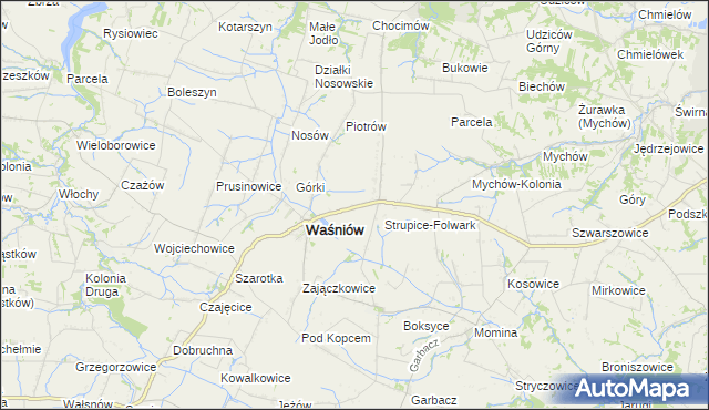 mapa Strupice gmina Waśniów, Strupice gmina Waśniów na mapie Targeo