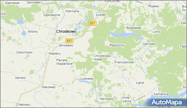 mapa Chrostkowo Nowe, Chrostkowo Nowe na mapie Targeo