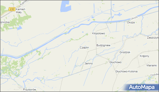 mapa Czaplin gmina Słońsk, Czaplin gmina Słońsk na mapie Targeo