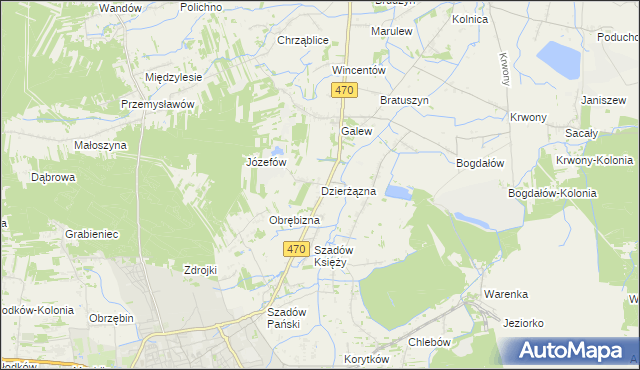 mapa Dzierżązna gmina Turek, Dzierżązna gmina Turek na mapie Targeo