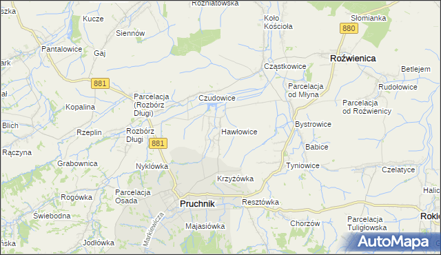 mapa Hawłowice, Hawłowice na mapie Targeo