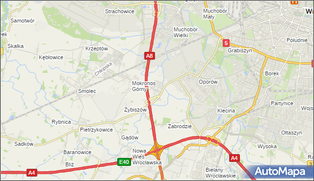 mapa Mokronos Dolny, Mokronos Dolny na mapie Targeo