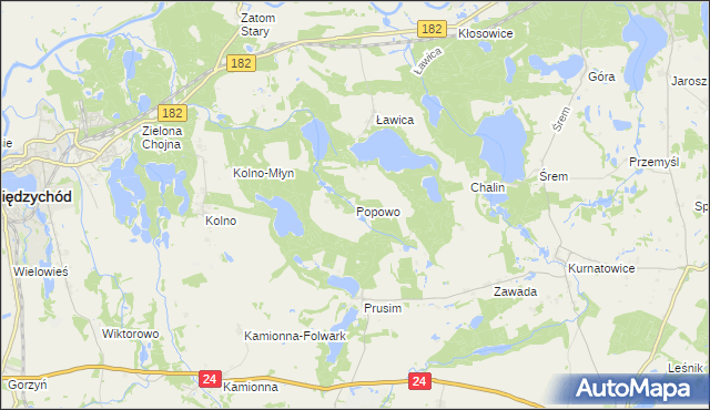 mapa Popowo gmina Międzychód, Popowo gmina Międzychód na mapie Targeo