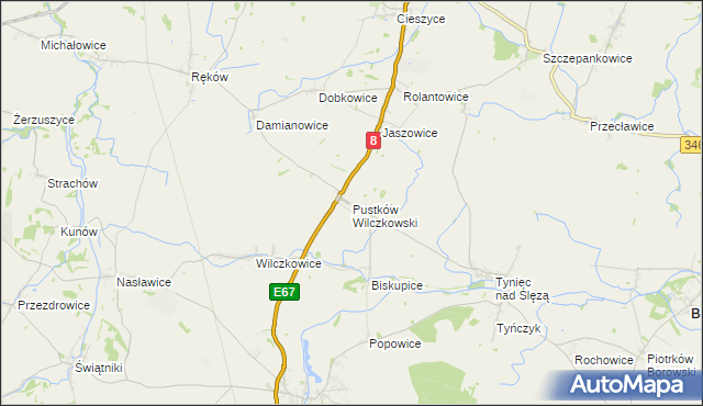 mapa Pustków Wilczkowski, Pustków Wilczkowski na mapie Targeo