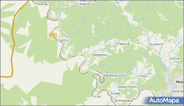 mapa Żegiestów, Żegiestów na mapie Targeo