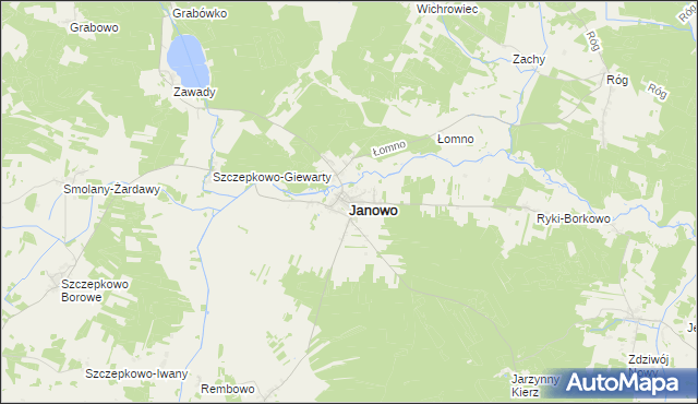 mapa Janowo powiat nidzicki, Janowo powiat nidzicki na mapie Targeo