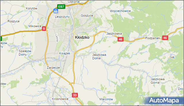 mapa Jaszkowa Dolna, Jaszkowa Dolna na mapie Targeo