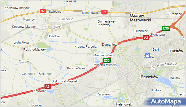 mapa Moszna-Wieś, Moszna-Wieś na mapie Targeo