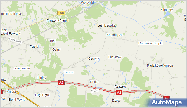 mapa Olędy gmina Zbuczyn, Olędy gmina Zbuczyn na mapie Targeo