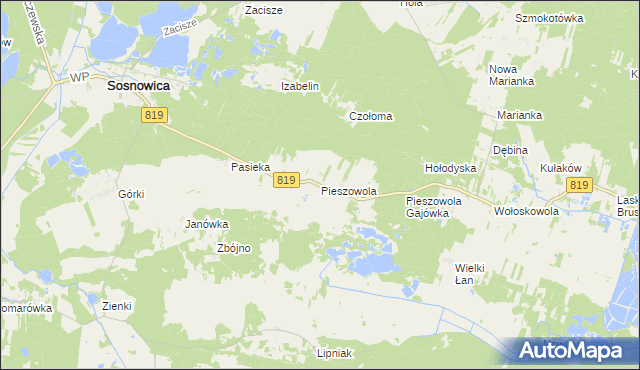 mapa Pieszowola, Pieszowola na mapie Targeo