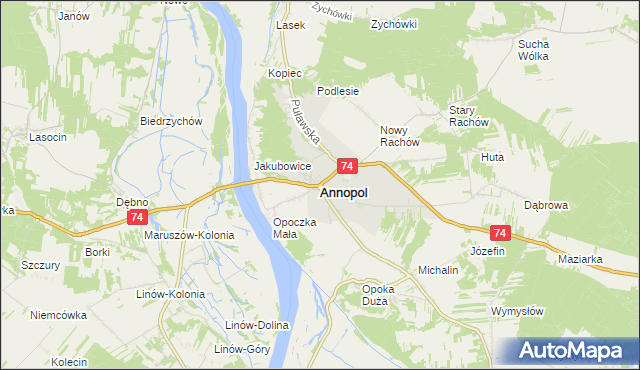 mapa Annopol powiat kraśnicki, Annopol powiat kraśnicki na mapie Targeo