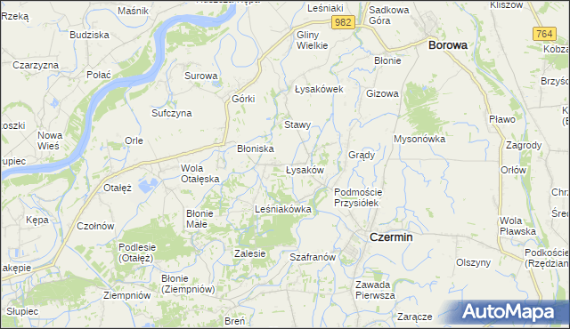 mapa Łysaków gmina Czermin, Łysaków gmina Czermin na mapie Targeo