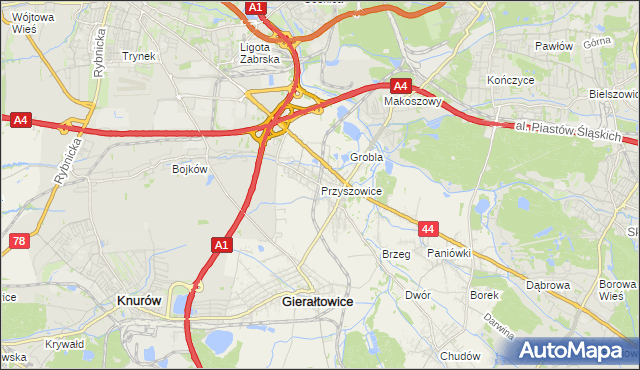 mapa Przyszowice, Przyszowice na mapie Targeo