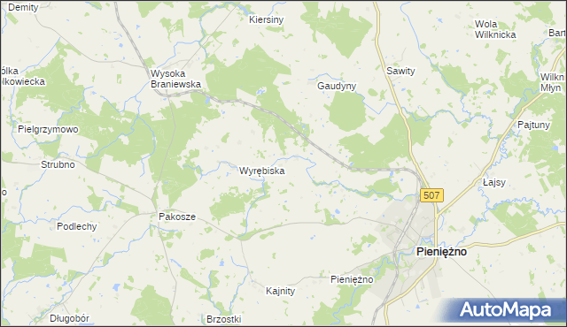 mapa Żugienie, Żugienie na mapie Targeo