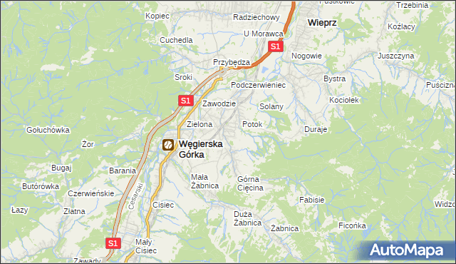 mapa Cięcina, Cięcina na mapie Targeo