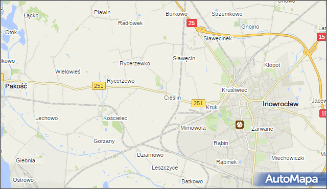 mapa Cieślin gmina Inowrocław, Cieślin gmina Inowrocław na mapie Targeo