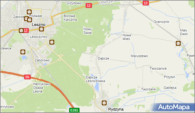 mapa Dąbcze, Dąbcze na mapie Targeo