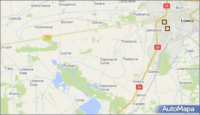 mapa Dąbkowice Dolne, Dąbkowice Dolne na mapie Targeo