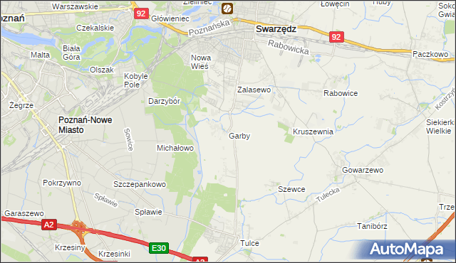 mapa Garby gmina Swarzędz, Garby gmina Swarzędz na mapie Targeo