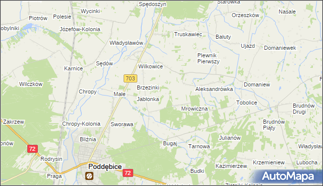 mapa Golice gmina Poddębice, Golice gmina Poddębice na mapie Targeo