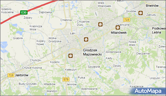 mapa Grodzisk Mazowiecki, Grodzisk Mazowiecki na mapie Targeo