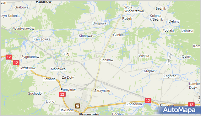 mapa Janików gmina Przysucha, Janików gmina Przysucha na mapie Targeo