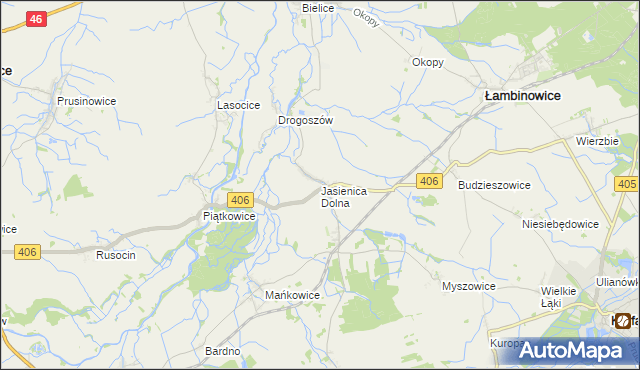 mapa Jasienica Dolna, Jasienica Dolna na mapie Targeo