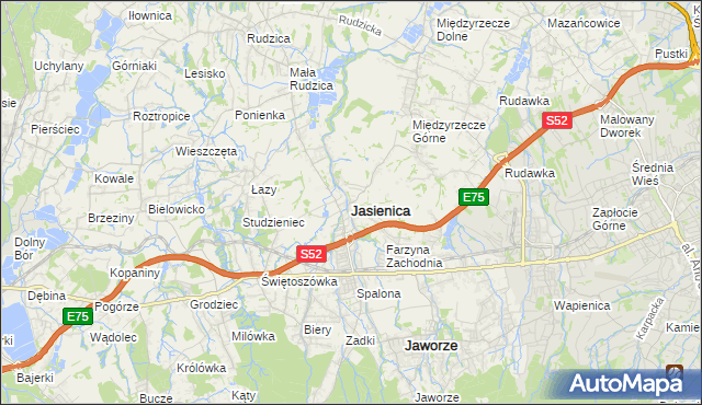 mapa Jasienica powiat bielski, Jasienica powiat bielski na mapie Targeo