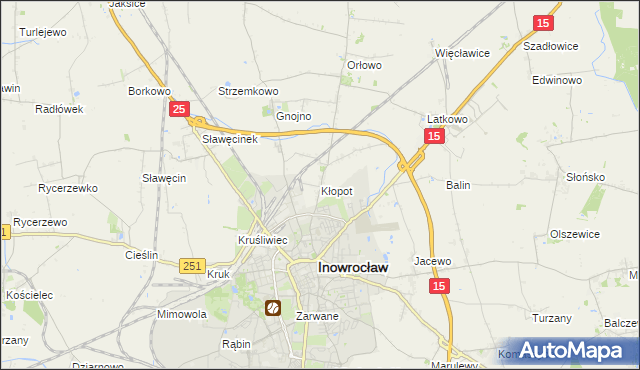 mapa Kłopot gmina Inowrocław, Kłopot gmina Inowrocław na mapie Targeo