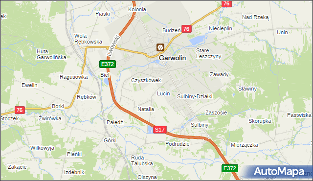 mapa Lucin gmina Garwolin, Lucin gmina Garwolin na mapie Targeo