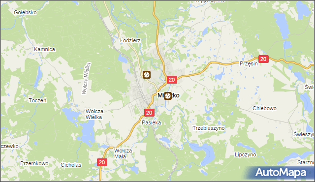 mapa Miastko powiat bytowski, Miastko powiat bytowski na mapie Targeo